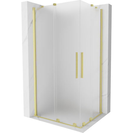 Mexen Velar Duo kabina prysznicowa rozsuwana 90 x 80 cm, szron, złota szczotkowana - 871-090-080-32-55