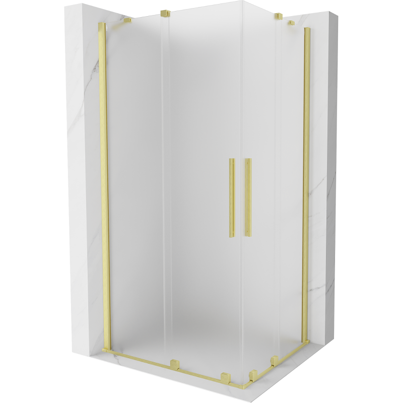 Mexen Velar Duo liukuva suihkukaappi 100 x 90 cm, huurrettu, harjattu kulta - 871-100-090-32-55