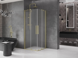 Mexen Velar Duo cabina de ducha corredera 90 x 90 cm, escarcha, oro cepillado - 871-090-090-32-55