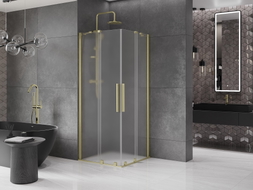 Mexen Velar Duo klizni tuš kabina klizna 90 x 90 cm, mat, zlatna četkana - 871-090-090-32-55