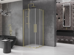 Mexen Velar Duo Schiebeduschkabine 90 x 90 cm, matt, gebürstetes Gold - 871-090-090-32-55