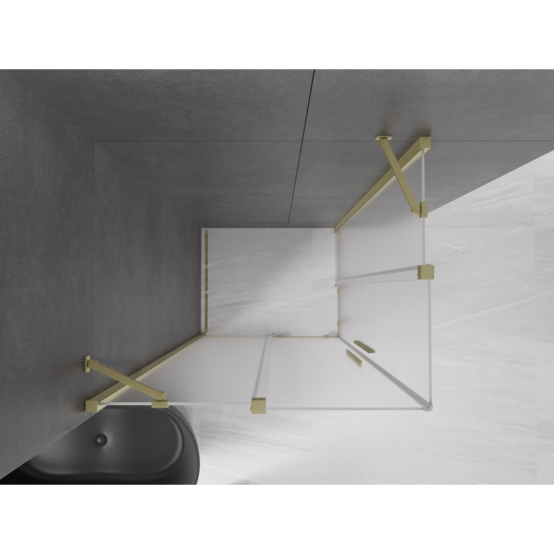 Mexen Velar Duo kabina prysznicowa rozsuwana 100 x 90 cm, szron, złota szczotkowana - 871-100-090-32-55