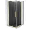 Mexen Velar Duo schuifdouchecabine 80 x 80 cm, grafiet, goud geborsteld - 871-080-080-42-55
