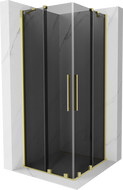 Mexen Velar Διπλή συρόμενη καμπίνα ντους 100 x 100 cm, γραφίτης, χρυσό