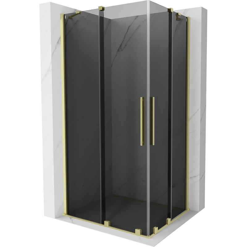 Mexen Velar Duo Duschkabine Schiebetür 100 x 90 cm, grafit, gebürstetes Gold - 871-100-090-42-55