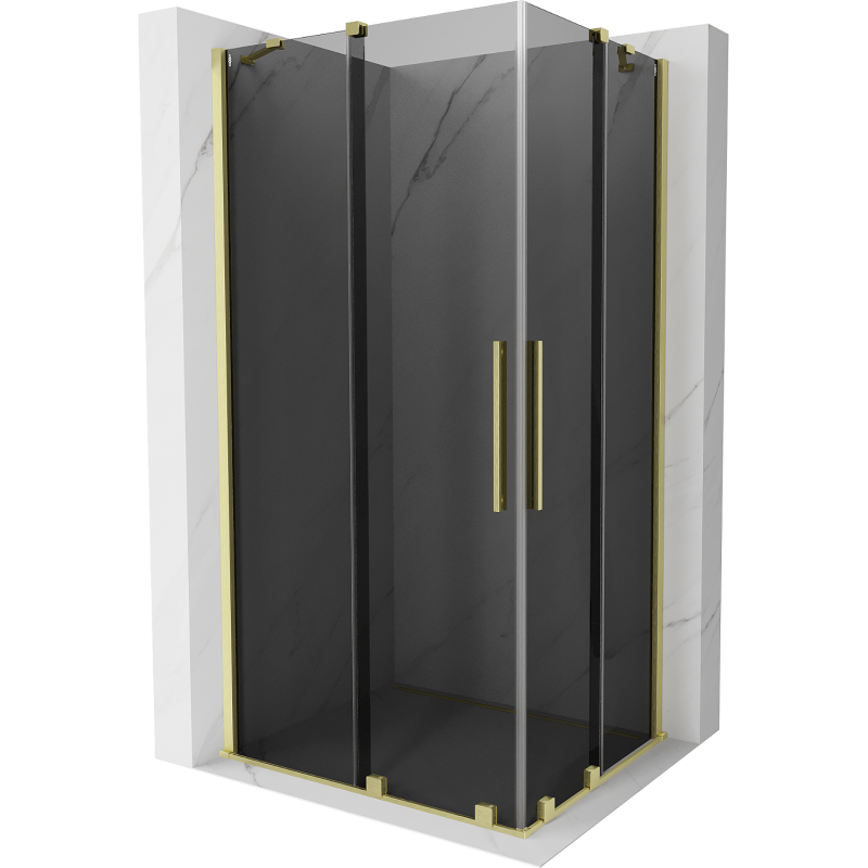 Mexen Velar Duo liukuva suihkukoppi 100 x 90 cm, grafiitti, harjattu kulta - 871-100-090-42-55