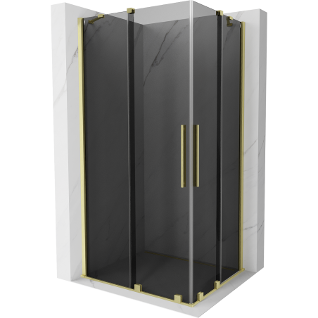 Mexen Velar Duo Duschkabine Schiebetür 100 x 90 cm, grafit, gebürstetes Gold - 871-100-090-42-55