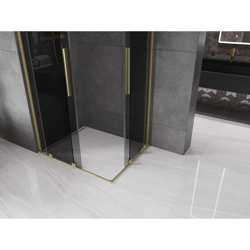 Mexen Velar Duo sliding shower cabin 90 x 80 cm, graphite, brushed gold - 871-090-080-42-55