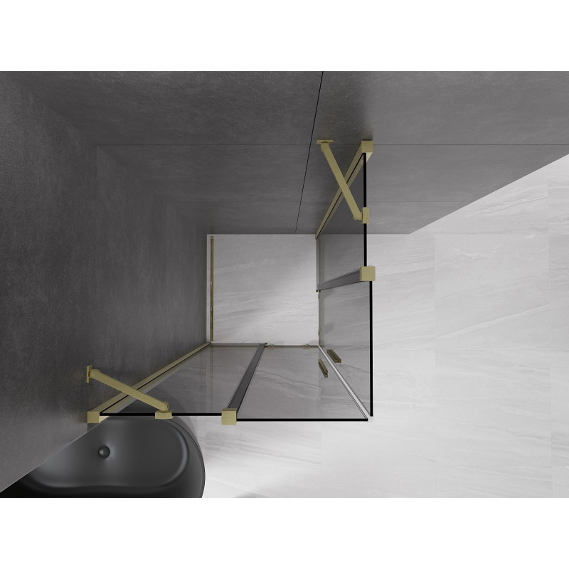 Mexen Velar Duo klizna tuš kabina 80 x 80 cm, grafit, brušeno zlato - 871-080-080-42-55