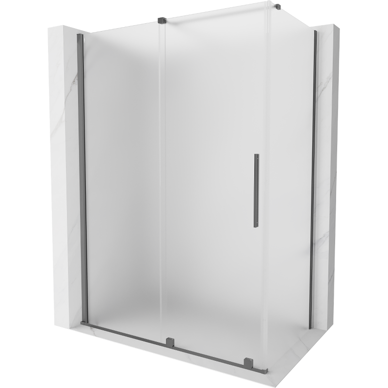 Mexen Velar Duschkabine Schiebetür 150 x 75 cm, mattiert, Gun Metal - 871-150-075-31-95