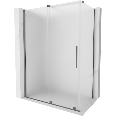 Mexen Velar 150 x 75 cm Sliding Shower Enclosure, Frosted, Gun Metal - 871-150-075-31-95