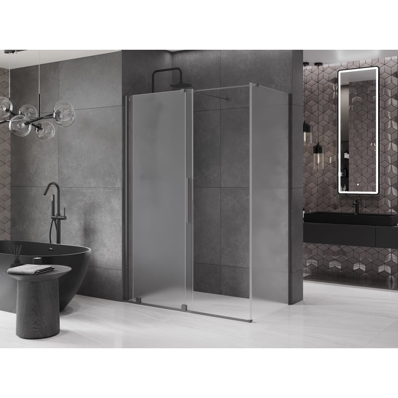 Mexen Velar liuguklaasidega dušinurk 150 x 85 cm, härmatis, püssimetall - 871-150-085-31-95