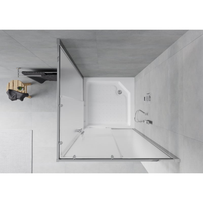 Mexen Rio cabina de ducha cuadrada 90 x 90 cm, escarcha, cromo + plato de ducha, blanco - 860-090-090-01-30-4510