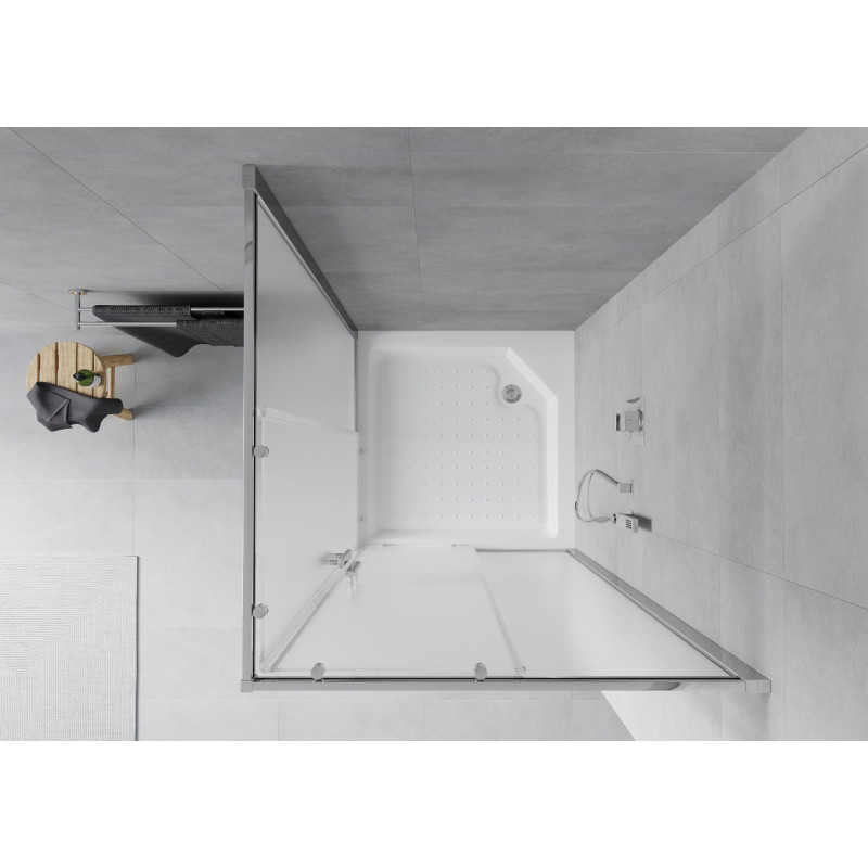 Mexen Rio square shower cabin 90 x 90 cm, frosted, chrome + shower tray, white - 860-090-090-01-30-4510