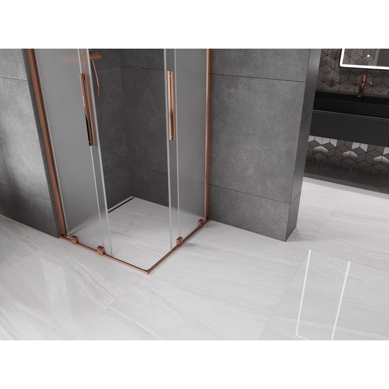 Mexen Velar Duo kabina prysznicowa rozsuwana 100 x 100 cm, szron, różowe złoto - 871-100-100-32-60