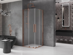 Mexen Velar Duo kabina prysznicowa rozsuwana 90 x 90 cm, szron, różowe złoto - 871-090-090-32-60