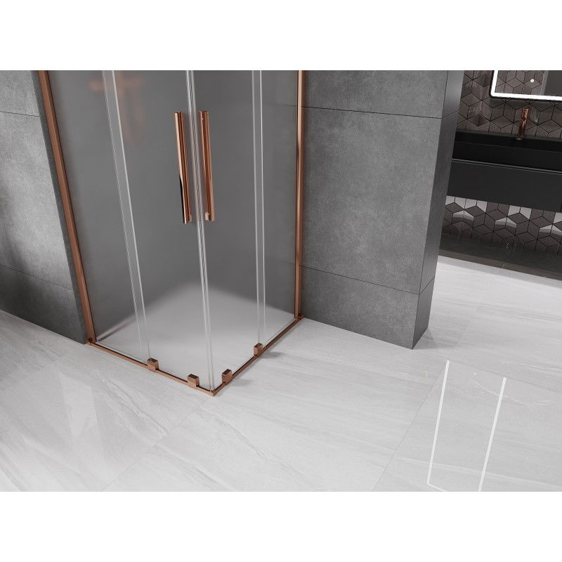 Mexen Velar Duo sliding shower cabin 100 x 100 cm, frost, rose gold - 871-100-100-32-60