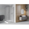 Mexen Rio square shower cabin 90 x 90 cm, frosted, chrome + shower tray, white - 860-090-090-01-30-4510