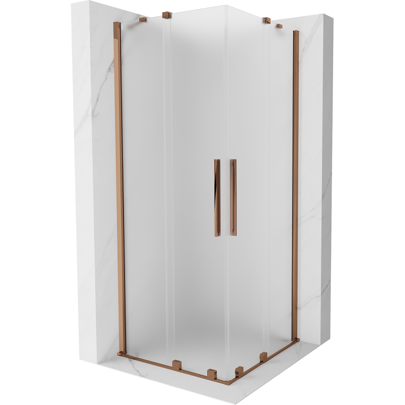 Mexen Velar Duo kabina prysznicowa rozsuwana 80 x 80 cm, szron, różowe złoto - 871-080-080-32-60