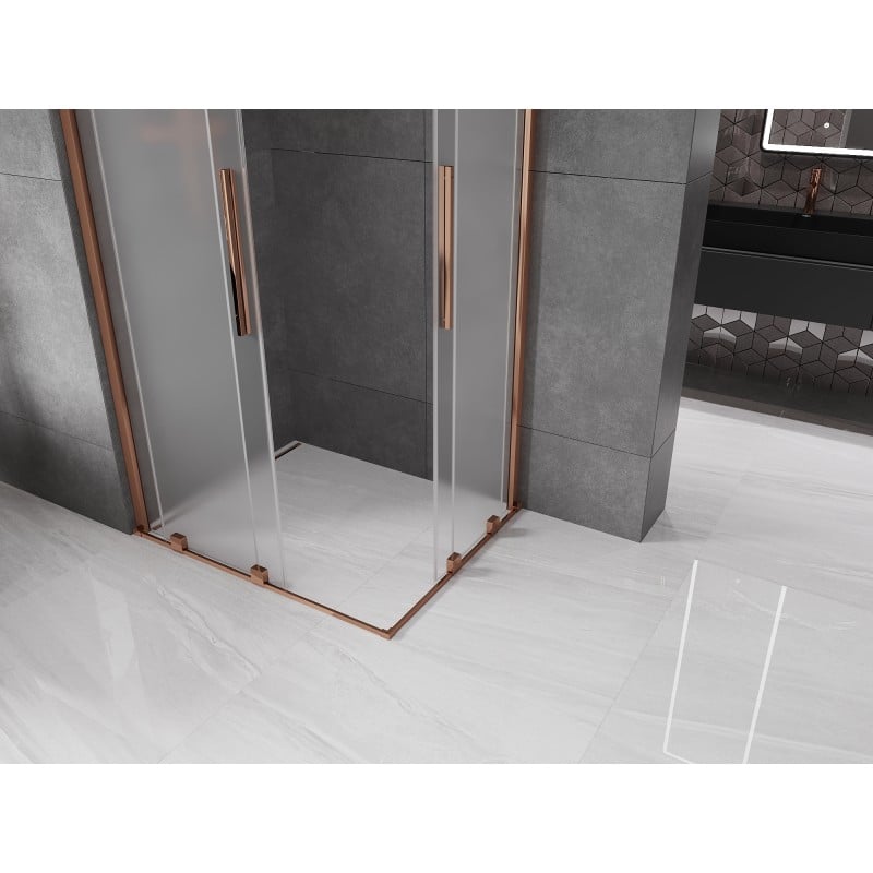 Mexen Velar Duo kabina prysznicowa rozsuwana 90 x 80 cm, szron, różowe złoto - 871-090-080-32-60