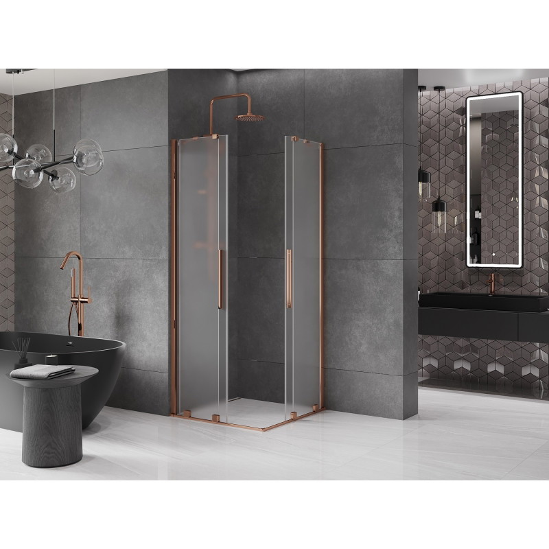 Mexen Velar Duo liuguks dušikabiin 80 x 80 cm, härmatis, roosakuld - 871-080-080-32-60