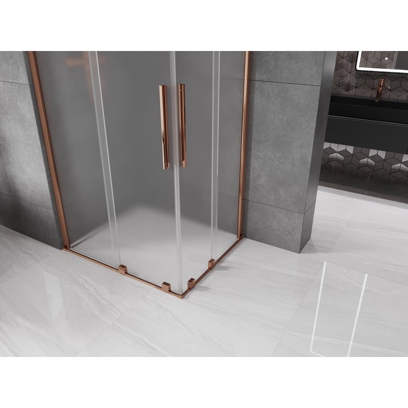 Mexen Velar Duo kabina prysznicowa rozsuwana 90 x 80 cm, szron, różowe złoto - 871-090-080-32-60