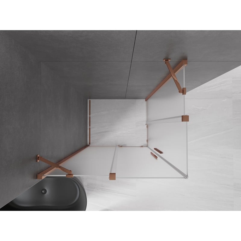 Mexen Velar Duo kabina prysznicowa rozsuwana 90 x 80 cm, szron, różowe złoto - 871-090-080-32-60