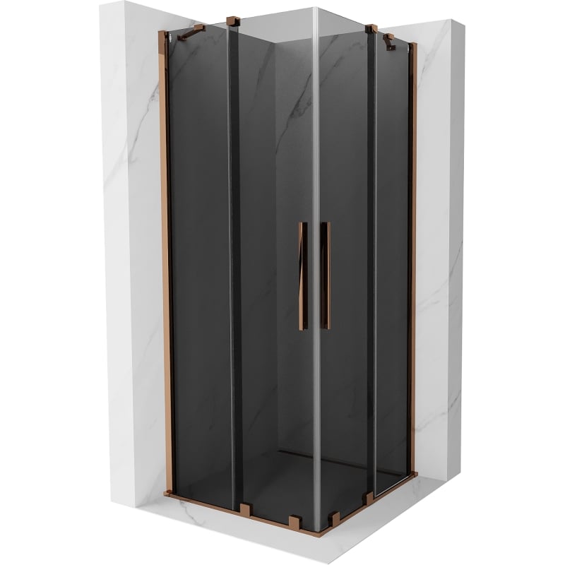 Mexen Velar Duo lükandustega dušinurk 90 x 90 cm, grafiit, roosa kuld - 871-090-090-42-60