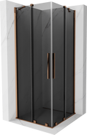 Mexen Velar Duo klizna tuš kabina klizna vrata 90 x 90 cm, grafit, ružičasto zlato - 871-090-090-42-60