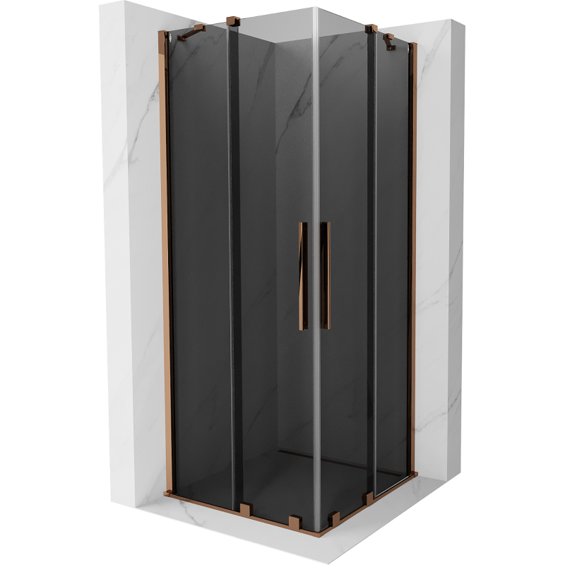Mexen Velar Duo Duschkabine, verschiebbar, 80 x 80 cm, Graphit, Roségold - 871-080-080-42-60