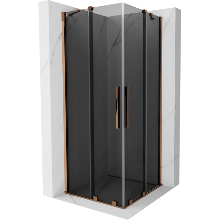 Mexen Velar Duo Duschkabine, verschiebbar, 80 x 80 cm, Graphit, Roségold - 871-080-080-42-60