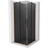 Mexen Velar Duo ietilpīga dušas kabīne ar bīdāmām durvīm 100 x 100 cm, grafīta, rozā zelts - 871-100-100-42-60