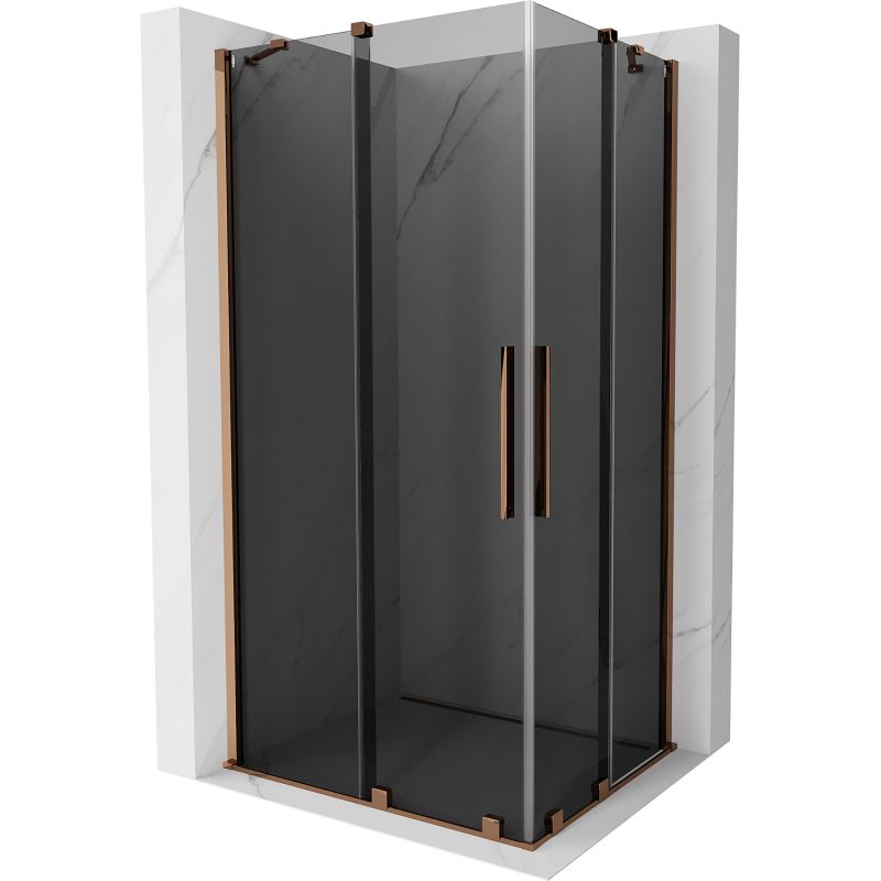 Mexen Velar Duo cabine de duche de correr 90 x 80 cm, grafite, ouro rosa - 871-090-080-42-60