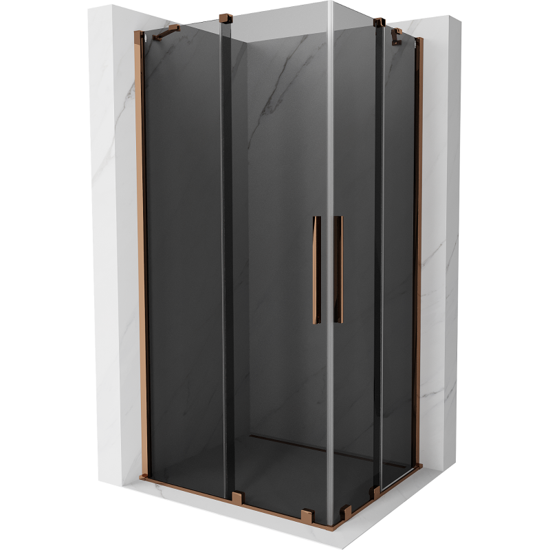 Mexen Velar Duo sliding shower cabin 90 x 80 cm, graphite, rose gold - 871-090-080-42-60