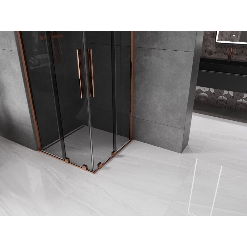 Mexen Velar Duo sliding shower enclosure 90 x 90 cm, graphite, rose gold - 871-090-090-42-60