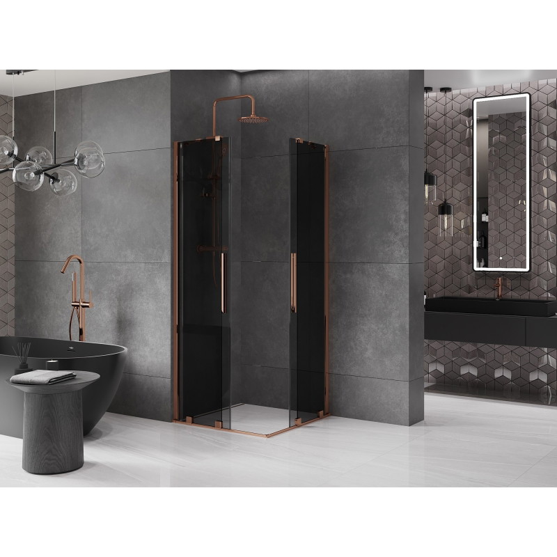 Mexen Velar Duo liuguks dušinurk 100 x 100 cm, grafiit, roosa kuld - 871-100-100-42-60