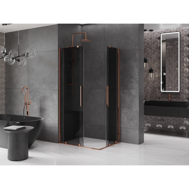 Mexen Velar Duo lükand dušikabiin 90 x 80 cm, grafiit, roosa kuld - 871-090-080-42-60