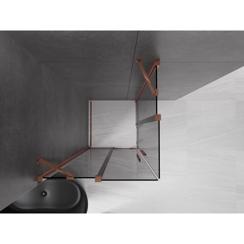 Mexen Velar Duo sliding shower cabin 100 x 100 cm, graphite, rose gold - 871-100-100-42-60