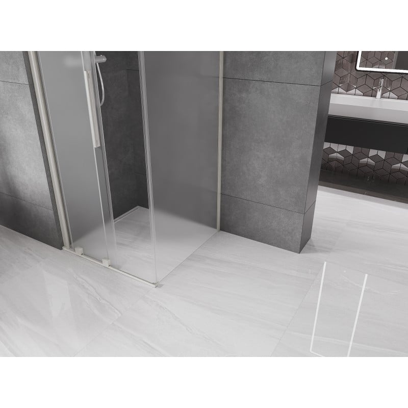 Mexen Velar sliding shower cabin 90 x 90 cm, frost, brushed nickel - 871-090-090-31-97