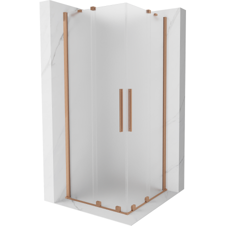 Mexen Velar Duo kabina prysznicowa rozsuwana 80 x 80 cm, szron, miedź szczotkowana - 871-080-080-32-65