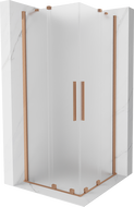 Mexen Velar Duo schuifdouchecabine 80 x 80 cm, ijsglas, geborsteld koper - 871-080-080-32-65