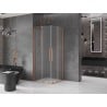 Mexen Velar Duo sliding shower enclosure 80 x 80 cm, frost, brushed copper - 871-080-080-32-65
