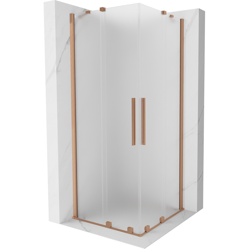 Mexen Velar Duo cabina de ducha corredera 100 x 100 cm, escarcha, cobre cepillado - 871-100-100-32-65