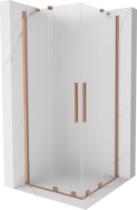Mexen Velar Duo klizna tuš kabina s kliznim vratima 100 x 100 cm, matirano, brušeni bakar - 871-100-100-32-65