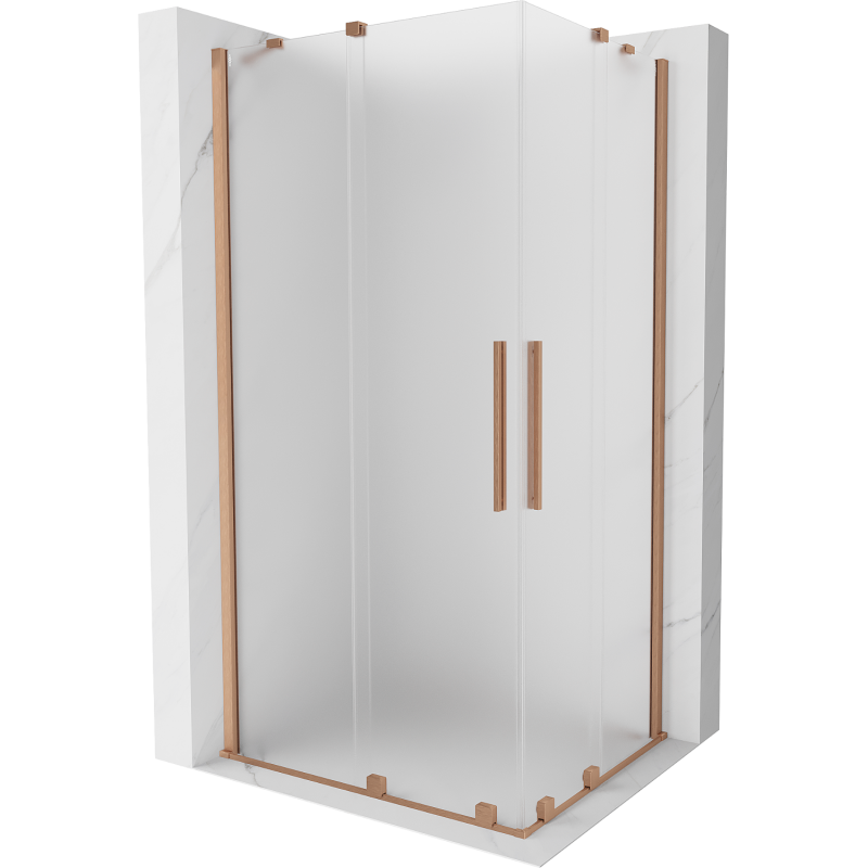 Mexen Velar Duo kabina prysznicowa rozsuwana 100 x 90 cm, szron, miedź szczotkowana - 871-100-090-32-65
