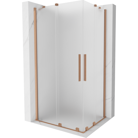 Mexen Velar Duo sliding shower enclosure 90 x 80 cm, frosted, brushed copper - 871-090-080-32-65