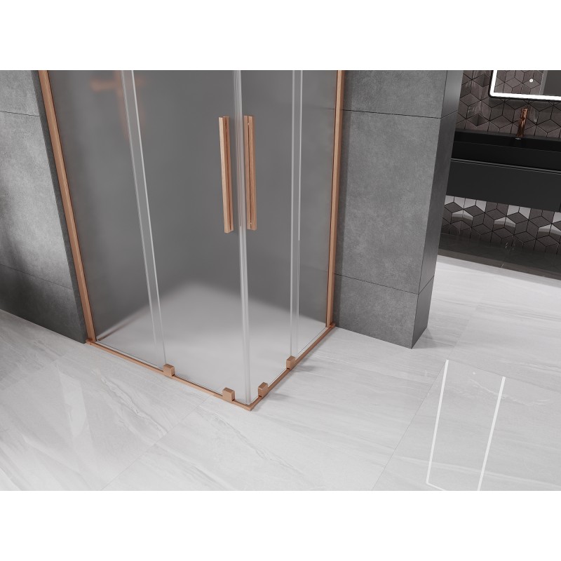 Mexen Velar Duo drsna pršna kabina 100 x 90 cm, mraz, brušen baker - 871-100-090-32-65