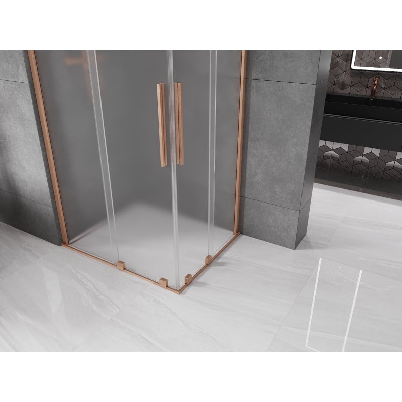 Mexen Velar Duo cabina de ducha deslizante 90 x 80 cm, escarcha, cobre cepillado - 871-090-080-32-65