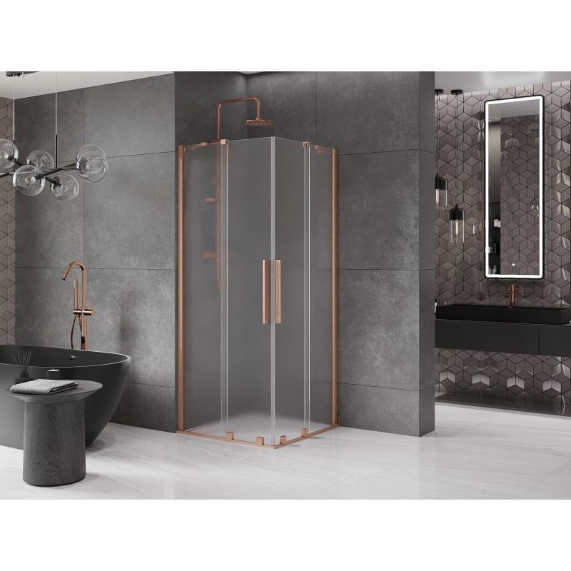 Mexen Velar Duo lükanddušikabiin 90 x 90 cm, härmas, harjatud vask - 871-090-090-32-65