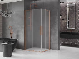 Mexen Velar Duo klizni tuš kabina 90 x 80 cm, mraz, brušena mjed - 871-090-080-32-65